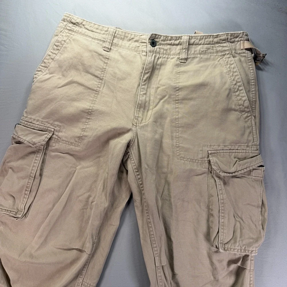 Vintage Y2K Polo Ralph Lauren Cargo Pants Mens 34x28 Beige Paratrooper Pockets